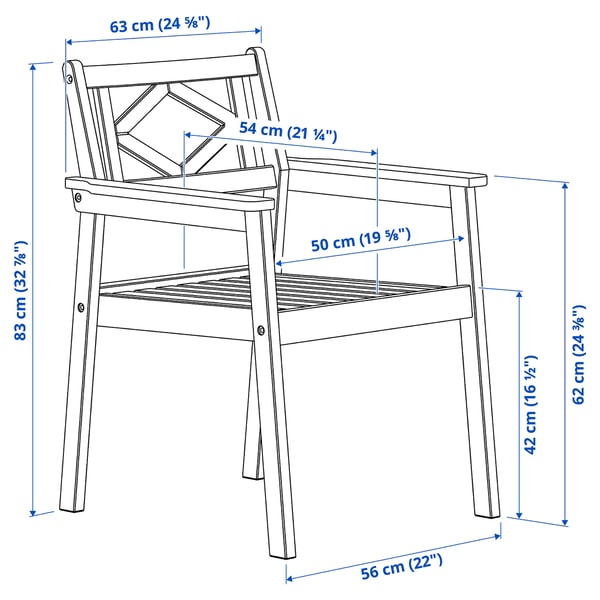 BONDHOLMEN table+6 chairs w armrests, outdoor, white/beige/Frösön/Duvholmen beige, 235x90 cm