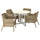 BONDHOLMEN / ULVEVÄR table+4 chairs w armrests, outdoor, white/beige plastic rattan brown/Frösön/Duvholmen beige, 108 cm