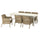 BONDHOLMEN / ULVEVÄR table+6 chairs w armrests, outdoor, white/beige plastic rattan brown/Frösön/Duvholmen beige, 235x90 cm
