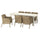 BONDHOLMEN / ULVEVÄR table+6 chairs w armrests, outdoor, white/beige plastic rattan brown, 235x90 cm