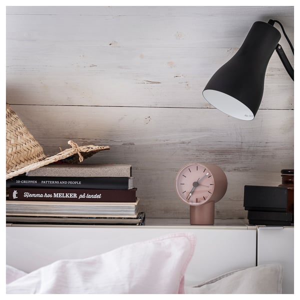 BONDTOLVAN alarm clock, analog/pale pink, 8x9 cm
