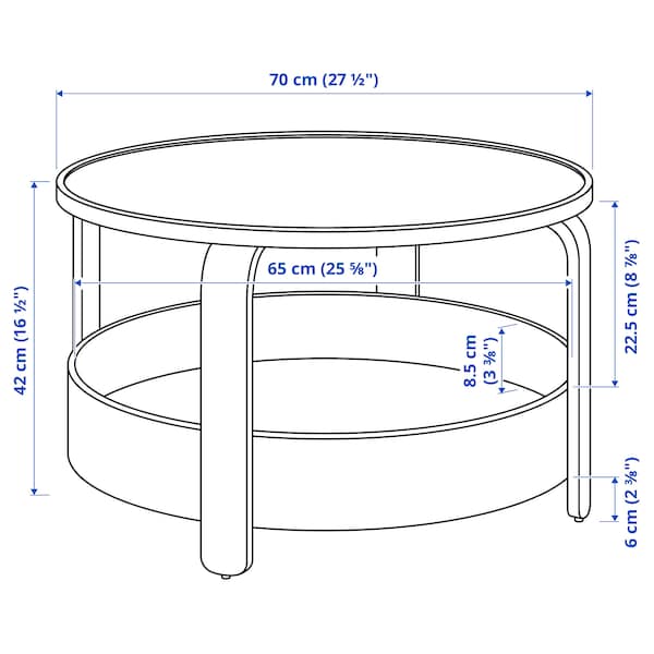 Ikea BORGEBY - Coffee table, black, 70 cm