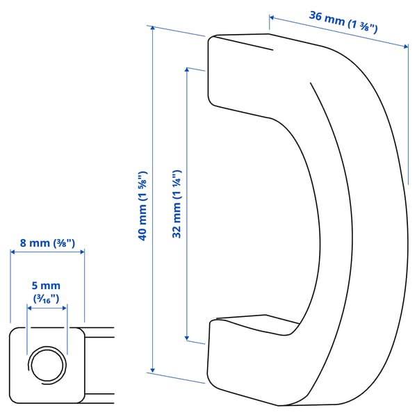 BORGHAMN handle, 5 mm, 2 pack