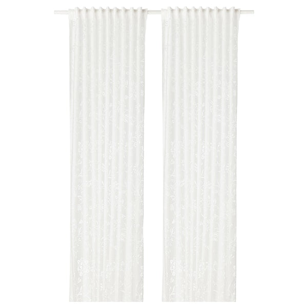 BORGHILD sheer curtains, 1 pair, white/with heading tape, 145x300 cm