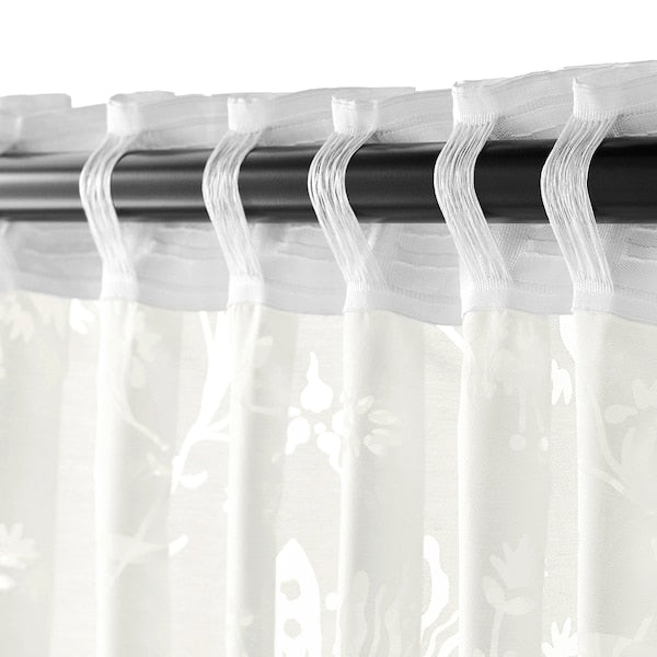 BORGHILD sheer curtains, 1 pair, white/with heading tape, 145x300 cm