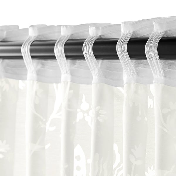 BORGHILD sheer curtains, 1 pair, white/with heading tape, 145x300 cm