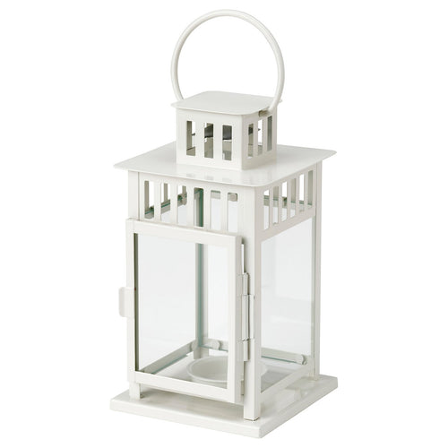 BORRBY lantern for tealight, in/outdoor white, 20 cm