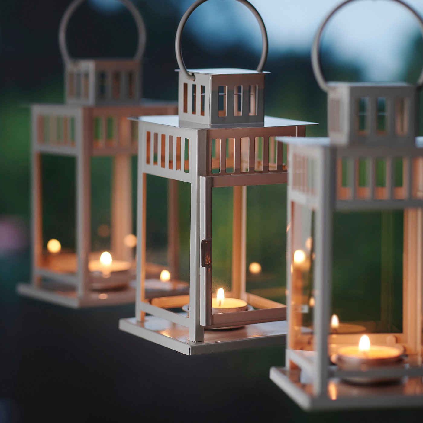 BORRBY lantern for tealight, in/outdoor white, 20 cm