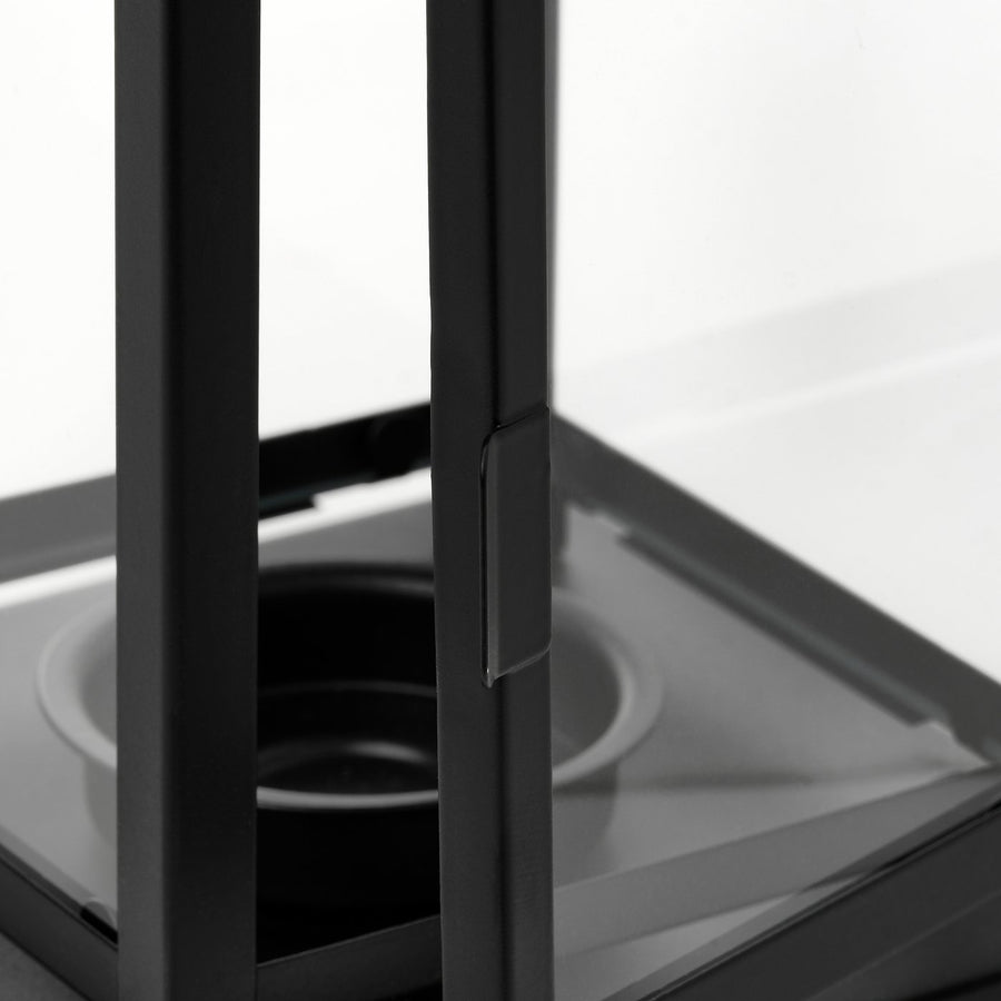 BORRBY lantern for tealight, in/outdoor black, 20 cm