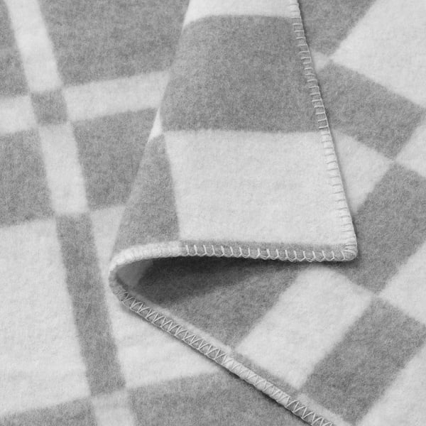 BORSTTÅG bedspread, light grey/check, 150x250 cm
