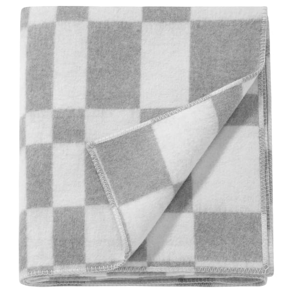 BORSTTÅG bedspread, light grey/check, 230x250 cm