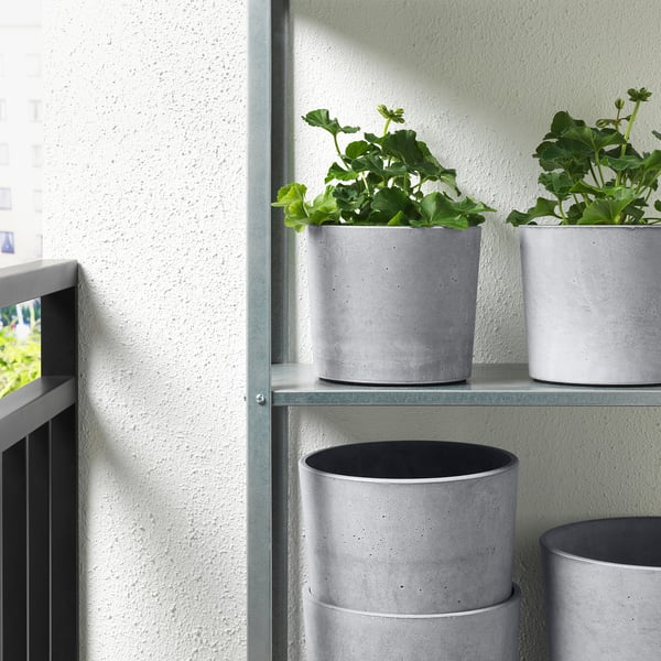 BOYSENBÄR plant pot, in/outdoor light grey, 15 cm