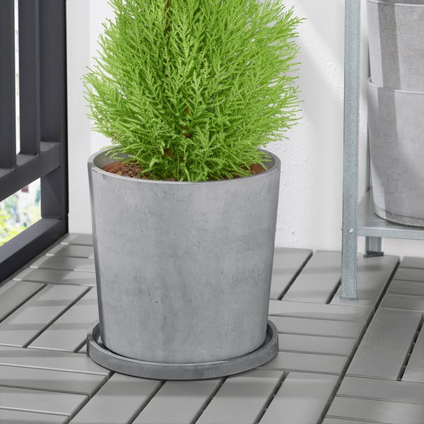 BOYSENBÄR saucer, in/outdoor light grey, 27 cm