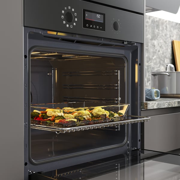 BRÄNDBO forced air oven, IKEA 500 black, 59.4x58.9x56.7 cm