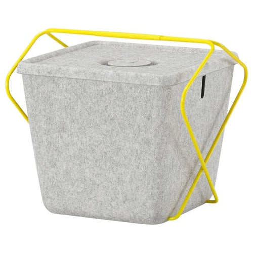 BRÄNNBOLL basket, grey/yellow, 30x33x30 cm