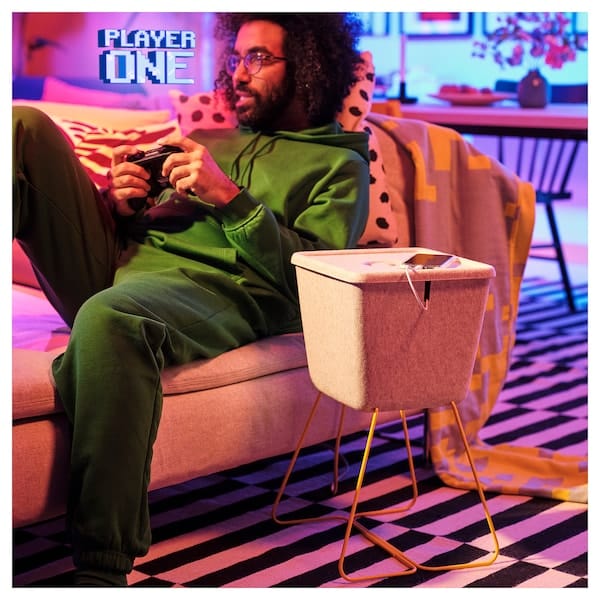 Ikea BRÄNNBOLL - Basket, grey/yellow, 30x33x30 cm