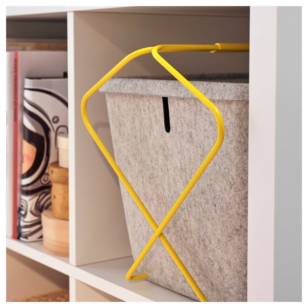 BRÄNNBOLL basket, grey/yellow, 30x33x30 cm