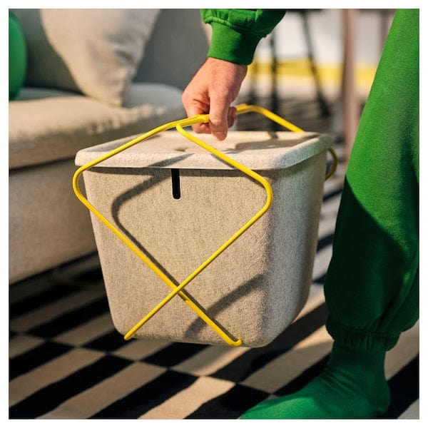 Ikea BRÄNNBOLL - Basket, grey/yellow, 30x33x30 cm