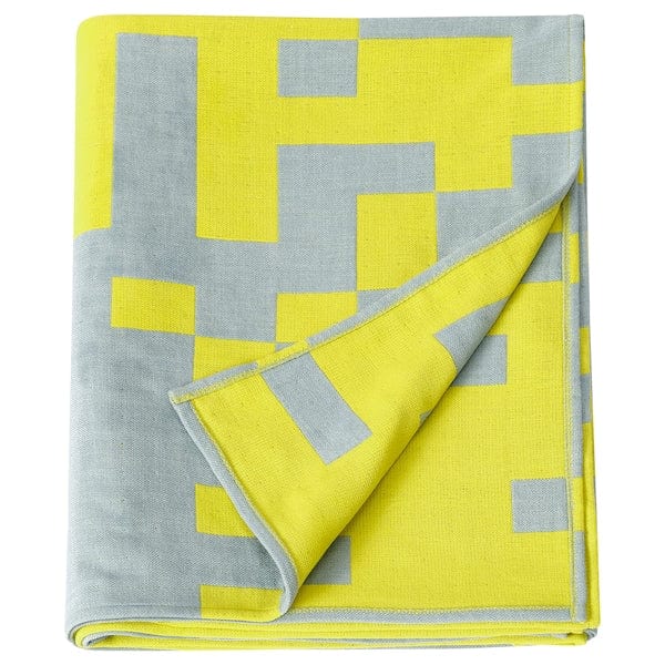 Ikea BRÄNNBOLL - Throw, pale blue/bright yellow, 130x170 cm