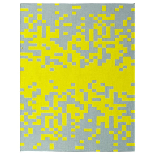 BRÄNNBOLL - Plaid, pale blue/canary yellow,130x170 cm