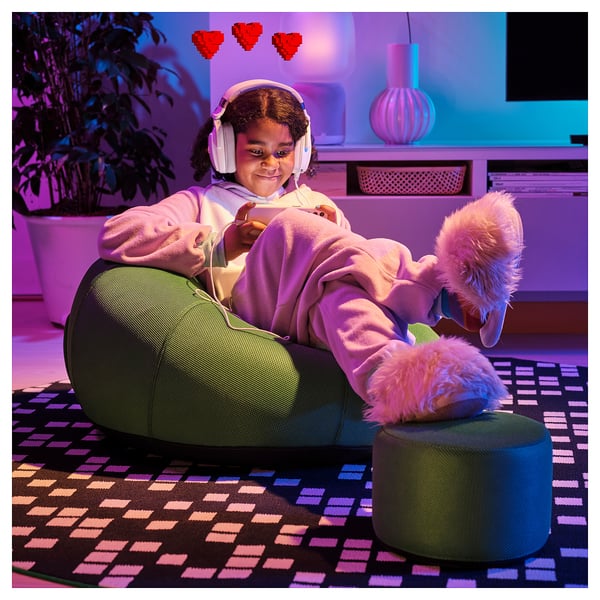 BRÄNNBOLL inflatable gaming lounge chair, bright green, 85x43x85 cm