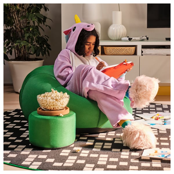BRÄNNBOLL inflatable gaming lounge chair, bright green, 85x43x85 cm