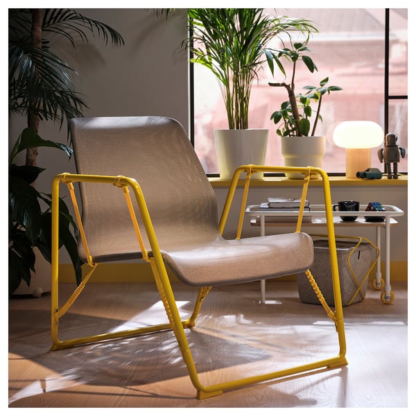 BRÄNNBOLL gaming easy chair, grey/bright yellow, 81x81x85 cm