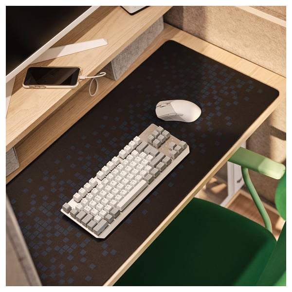 BRÄNNBOLL gaming mouse pad, black/patterned, 90x40 cm