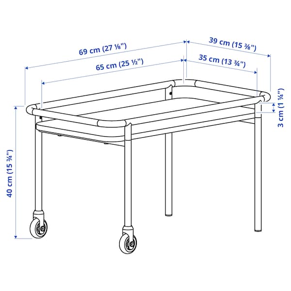 BRÄNNBOLL - Coffee table with casters, light ash/white ash effect,69x39 cm