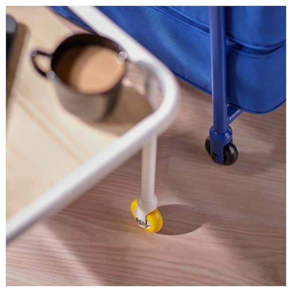 Ikea BRÄNNBOLL - Side table on castors, light ash effect/white, 69x39 cm