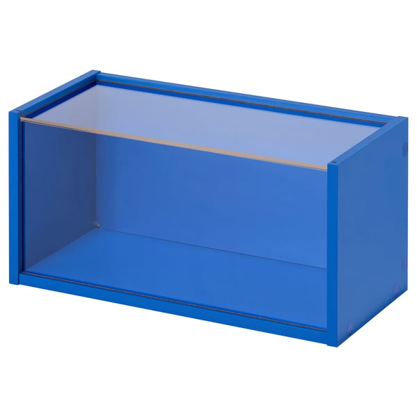 BRÄNNBOLL wall-mounted display cabinet, bright blue, 50x25x25 cm