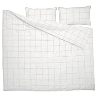 BREDVECKLARE - Duvet cover and 2 pillowcases, white blue/check, 240x220/50x80 cm