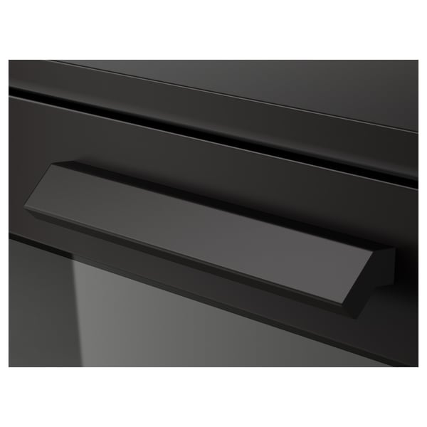 BRIMNES chest of 4 drawers, black/frosted glass, 78x46x124 cm