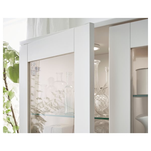 BRIMNES storage combination w glass doors, white, 160x35x190 cm