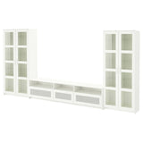 BRIMNES TV storage combination/glass doors, white, 376x41x190 cm