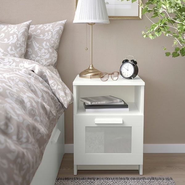 BRIMNES - Bedside table, white, 39x41 cm