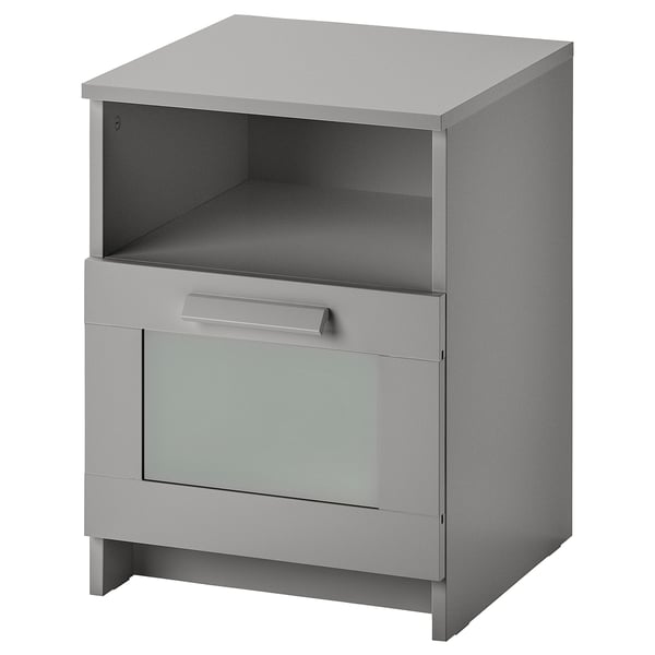 BRIMNES bedside table, grey, 39x41 cm