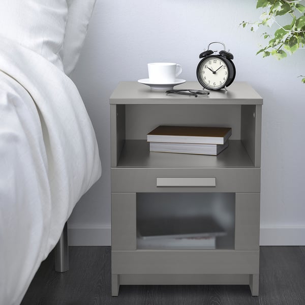 BRIMNES bedside table, grey, 39x41 cm