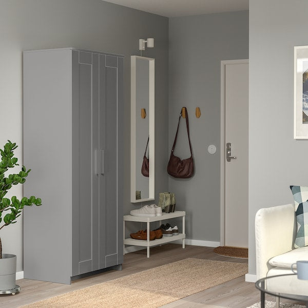BRIMNES wardrobe with 2 doors, grey, 78x50x190 cm