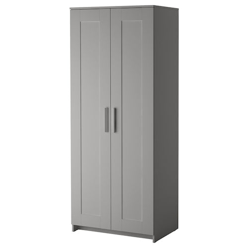 BRIMNES wardrobe with 2 doors, grey, 78x190 cm
