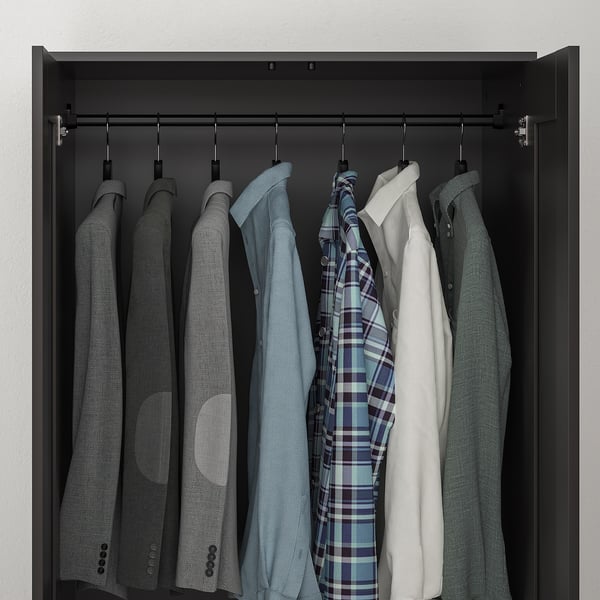 BRIMNES wardrobe with 2 doors, black, 78x50x190 cm