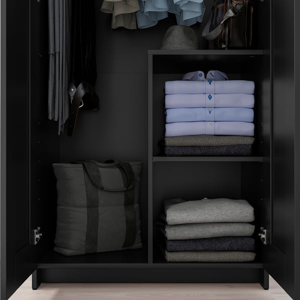BRIMNES wardrobe with 2 doors, black, 78x190 cm
