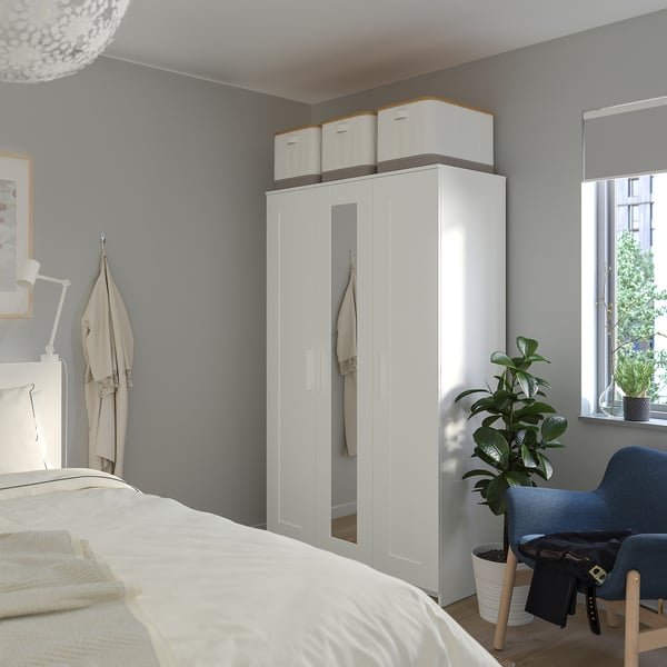 BRIMNES wardrobe with 3 doors, white, 117x50x190 cm