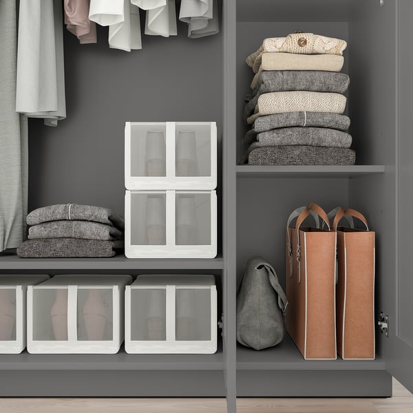 BRIMNES wardrobe with 3 doors, grey, 117x50x190 cm