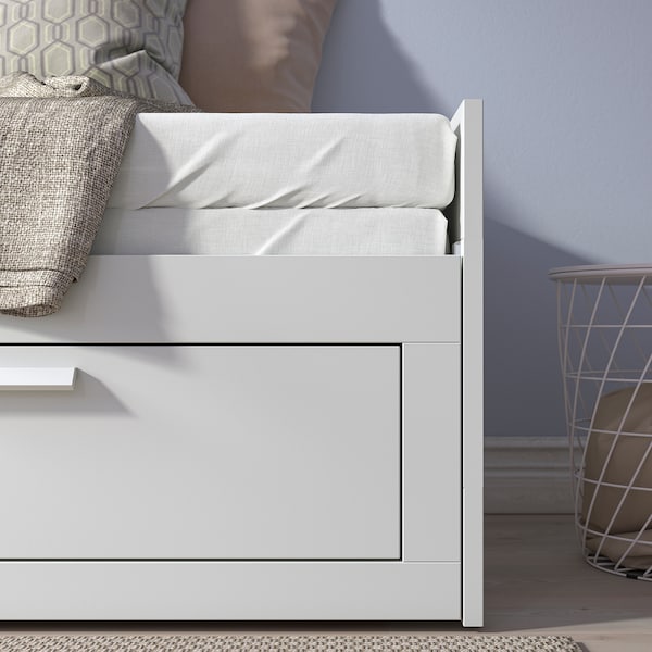 BRIMNES - Sofa bed/2 drawers/2 mattresses, white/Åfjäll rigid, , 80x200 cm