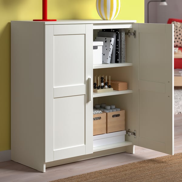 BRIMNES cabinet with doors, white, 78x95 cm