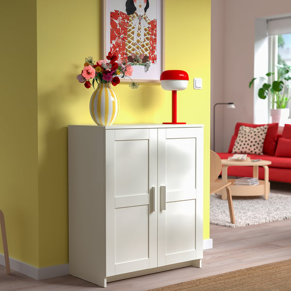 BRIMNES cabinet with doors, white, 78x95 cm