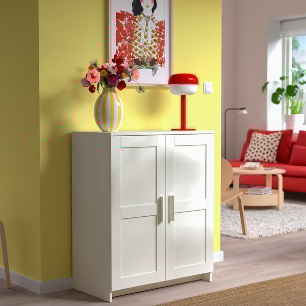 BRIMNES cabinet with doors, white, 78x95 cm