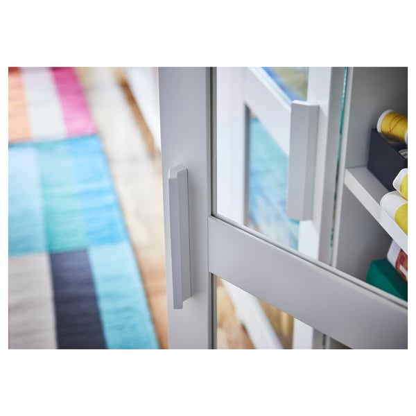 BRIMNES Mobile with doors - glass/white 78x95 cm , 78x95 cm
