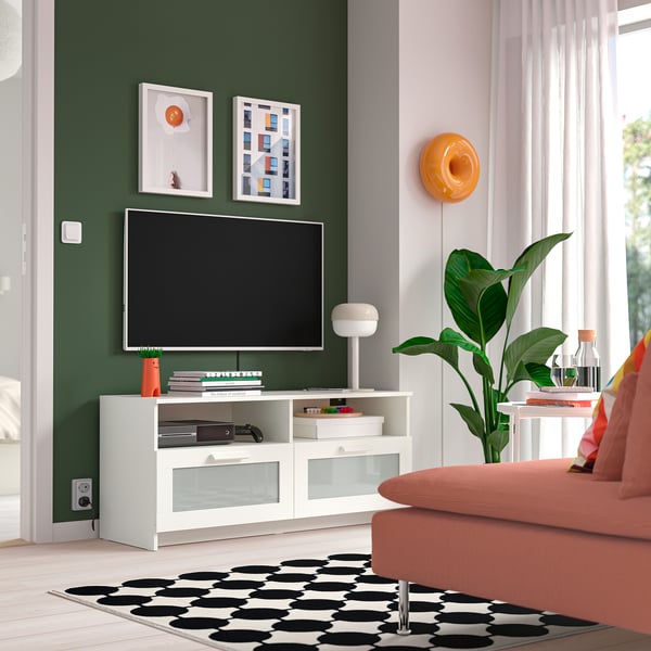 BRIMNES TV bench, white, 120x41x53 cm